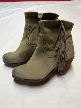 Sam Edelman Olive Suede Fringe Ankle Boots